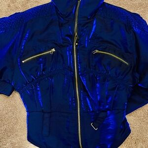 Vintage Beautiful Blue black midnight blue 2 tone shimmer iridescent ski jacket